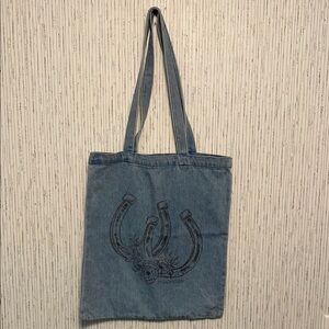 Maurices Denim Tote with Horseshoe and Floral Design Rodeo Shopping & Gym New